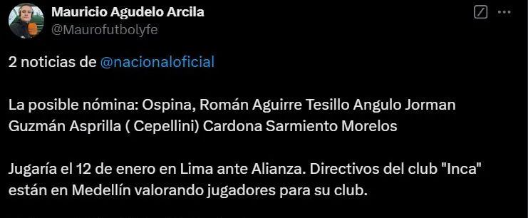 Prensa colombiana anuncia rival para Alianza Lima.