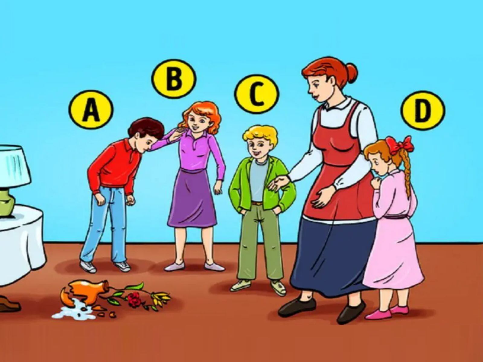 TEST VISUAL | Esta imagen te muestra que una persona rompió el jarrón de una casa. ¿Quién crees que lo hizo? (Foto: namastest.net)