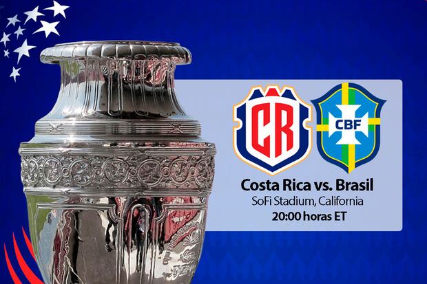 Costa Rica juega contra Brasil la primera fecha del grupo C de la Copa América 2024, desde el SoFi Stadium de California, Estados Unidos. (Foto: Composición Mix)