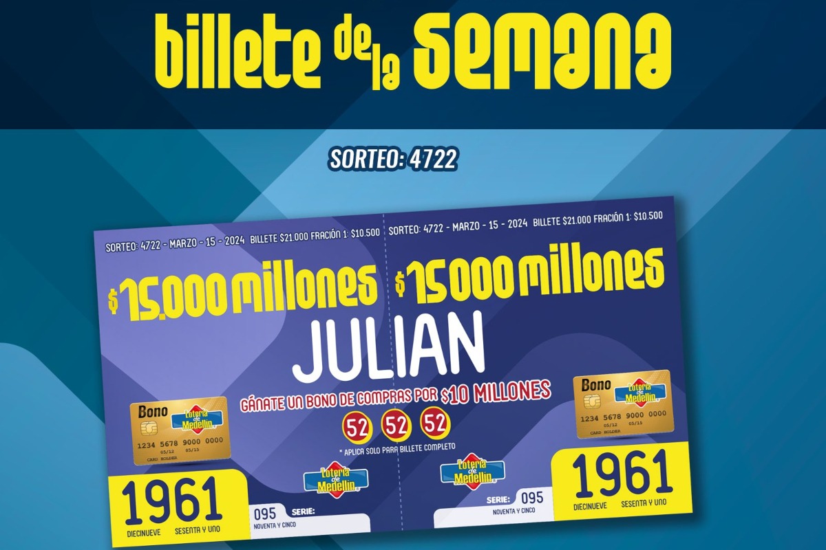 Lotería de Medellín del viernes 15 de marzo 2024: conoce los resultados de este sorteo (Foto: @LoteriaMedellin)
