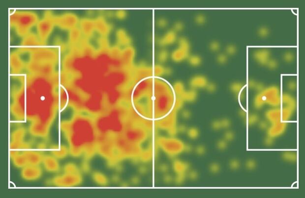 Mapa de calor de Ignácio da Silva en la Liga 1 2024. (Imagen: Sofascore)