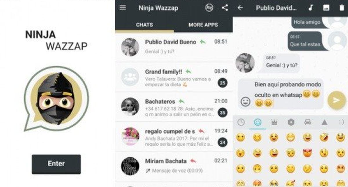 Todos tus mensajes, fotos y videos llegarán tal cual estuvieras en WhatsApp. (Foto: captura ninja for wazap)