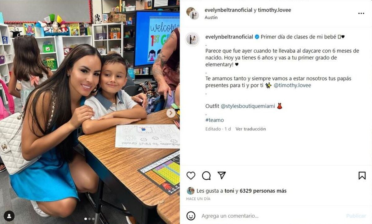 La publicación de Evelyn para su hijo (Foto: Evelyn Beltrán / Instagram)