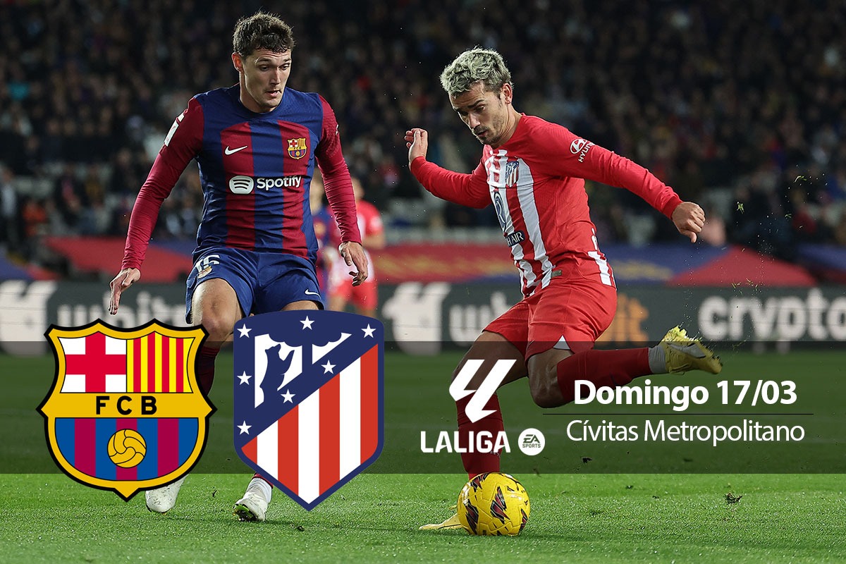 Desde las 21:00 horas de España, Barcelona vs. Atlético Madrid se enfrentan en el Cívitas Metropolitano este domingo 17 de marzo por LaLiga EA Sports. (Foto: Depor/Composición)