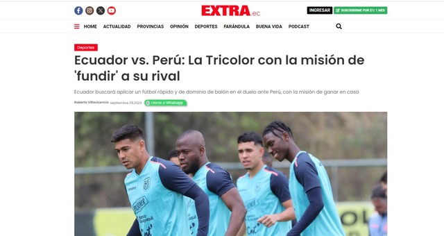 Así vive la prensa de Ecuador la previa del partido por las Eliminatorias 2026. (Foto: capturas de pantalla)