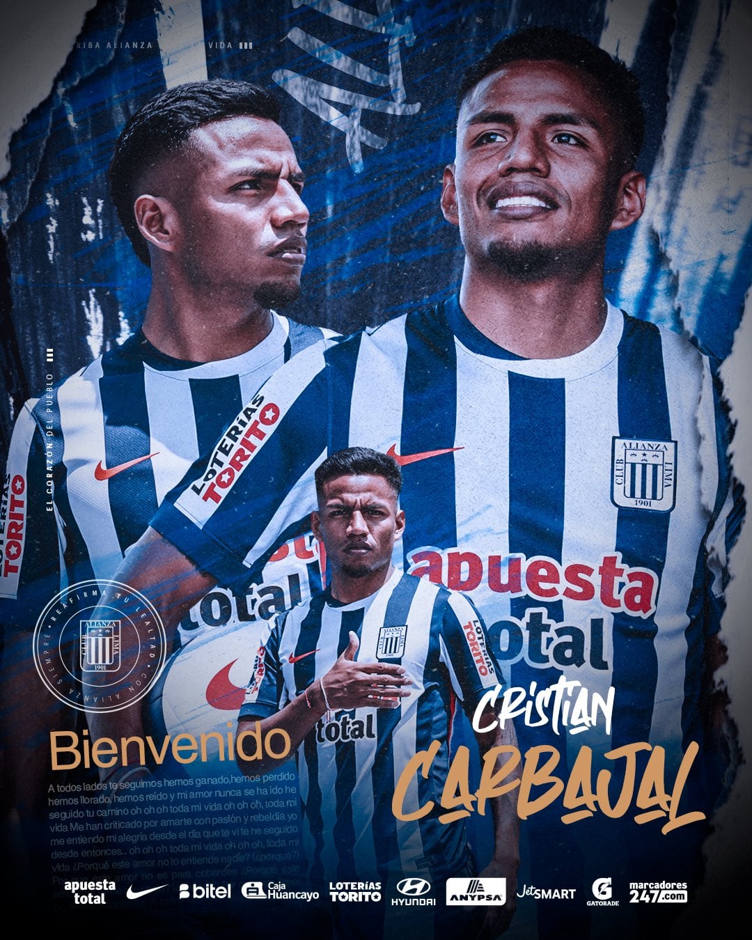 Alianza Lima anunció el fichaje de Cristian Carbajal. (Foto: Alianza Lima)