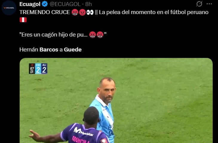 La reacción de la prensa internacional al cruce de Pablo Guede con Hernán Barcos. (Foto: Ecuagol)
