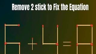 Tienes que quitar 2 fósforos para corregir la ecuación del reto matemático que te presento