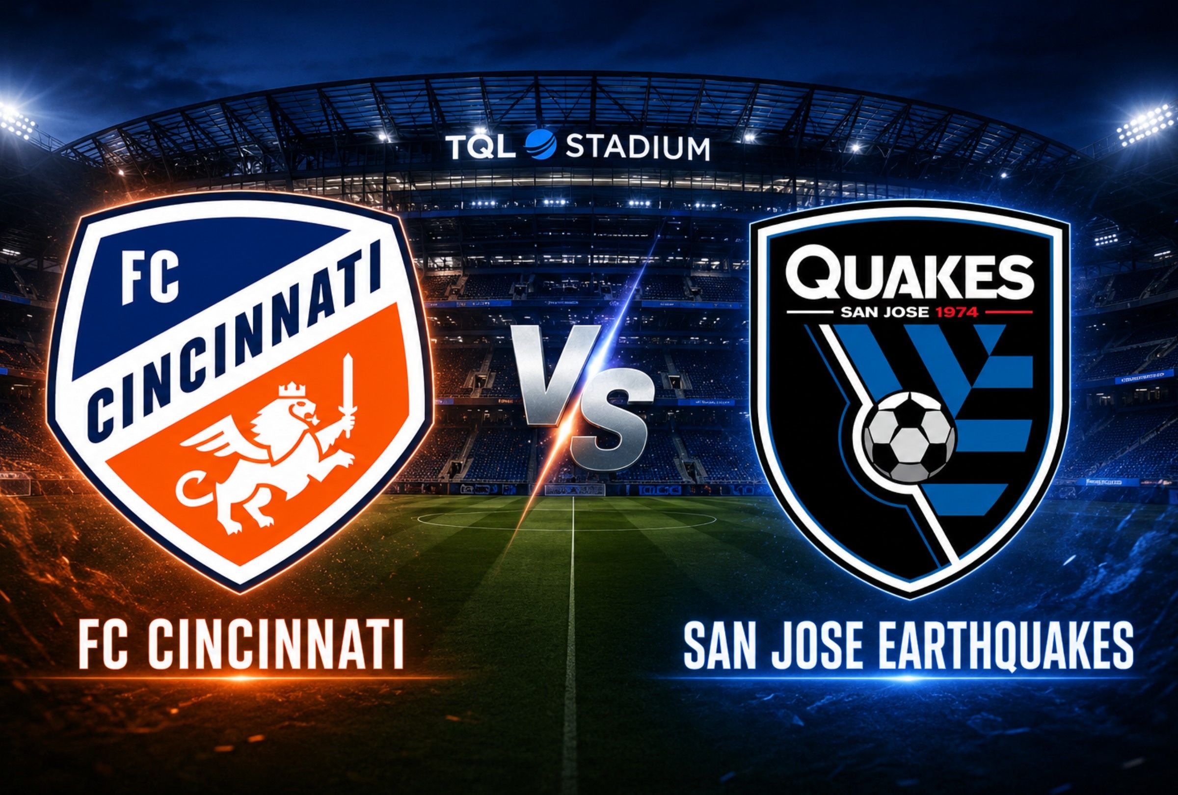 CINCINNATI, OHIO, ESTADOS UNIDOS (01/08/206).- Horarios y canales de TV para ver el partido entre Cincinnati FC vs. San Jose Earthquakes por la MLS. El compromiso se realizará en el TQL Stadium de Cincinnati, Ohio, Estados Unidos. FOTO: Imagen creada por ChatGPT.