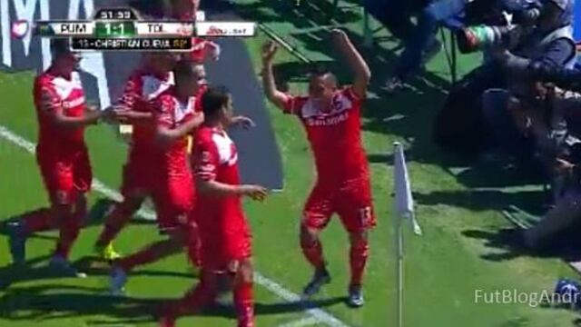 Christian Cueva celebró con baile su golazo para Toluca ante Pumas