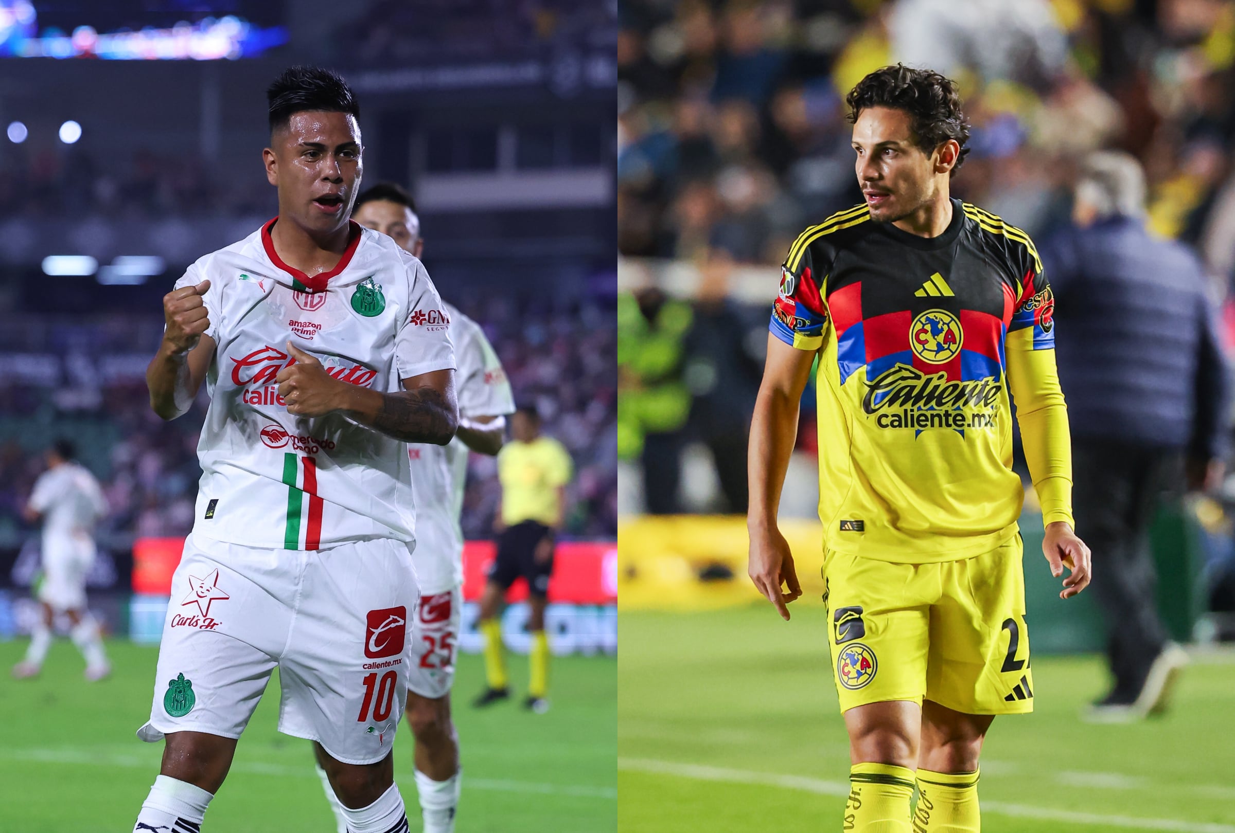 Chivas de Guadalajara se enfrenta a Club América por el Clausura 2026 de la Liga MX, este sábado 14 de febrero (Foto: Composición Gestión / @ClubAmerica / @Chivas)