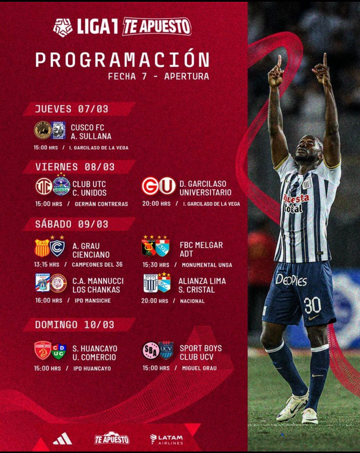 Programación de la fecha 7 del Apertura 2024 de la Liga 1. (Foto: Liga 1)