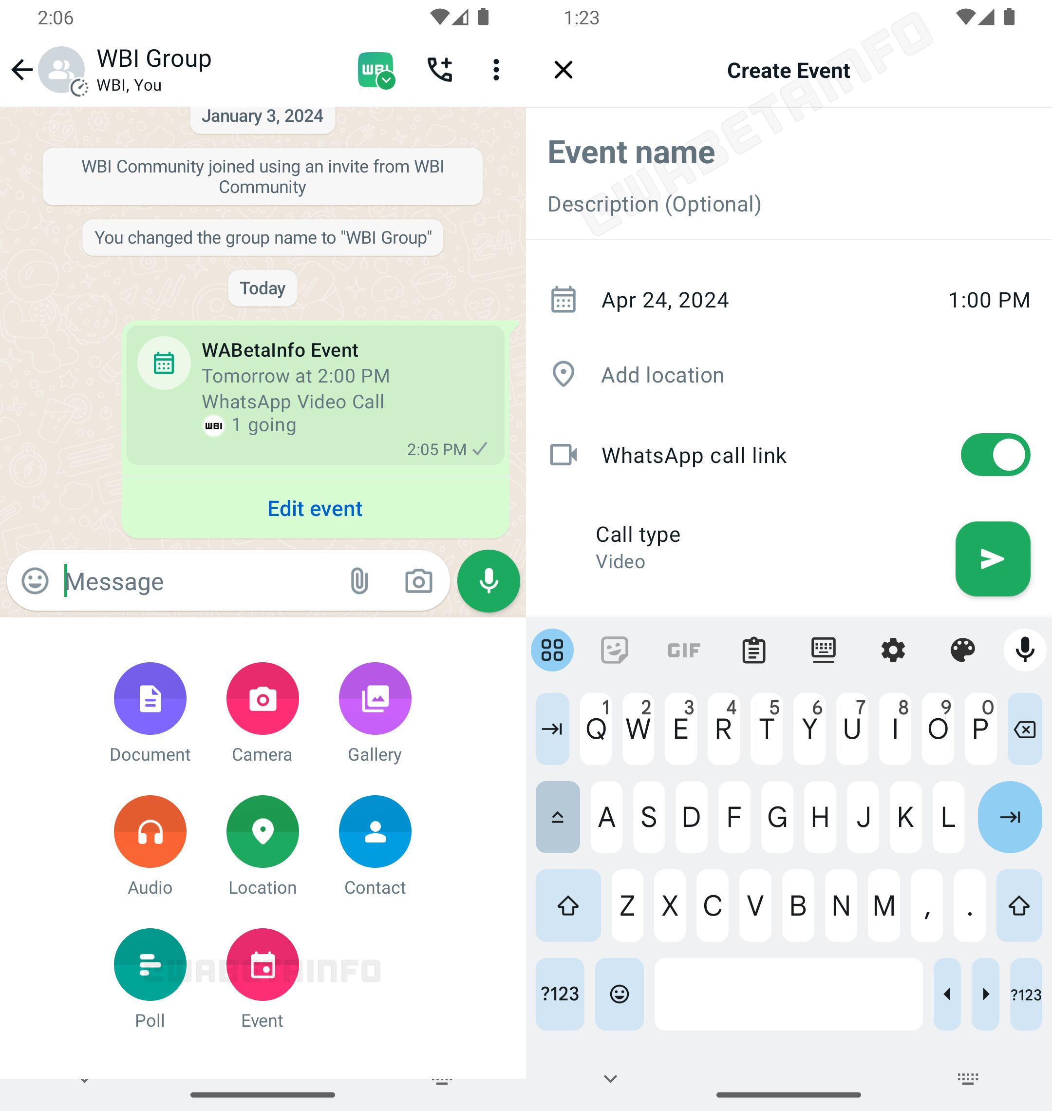 Vista previa de la función "Eventos". (Foto: WabetaInfo)