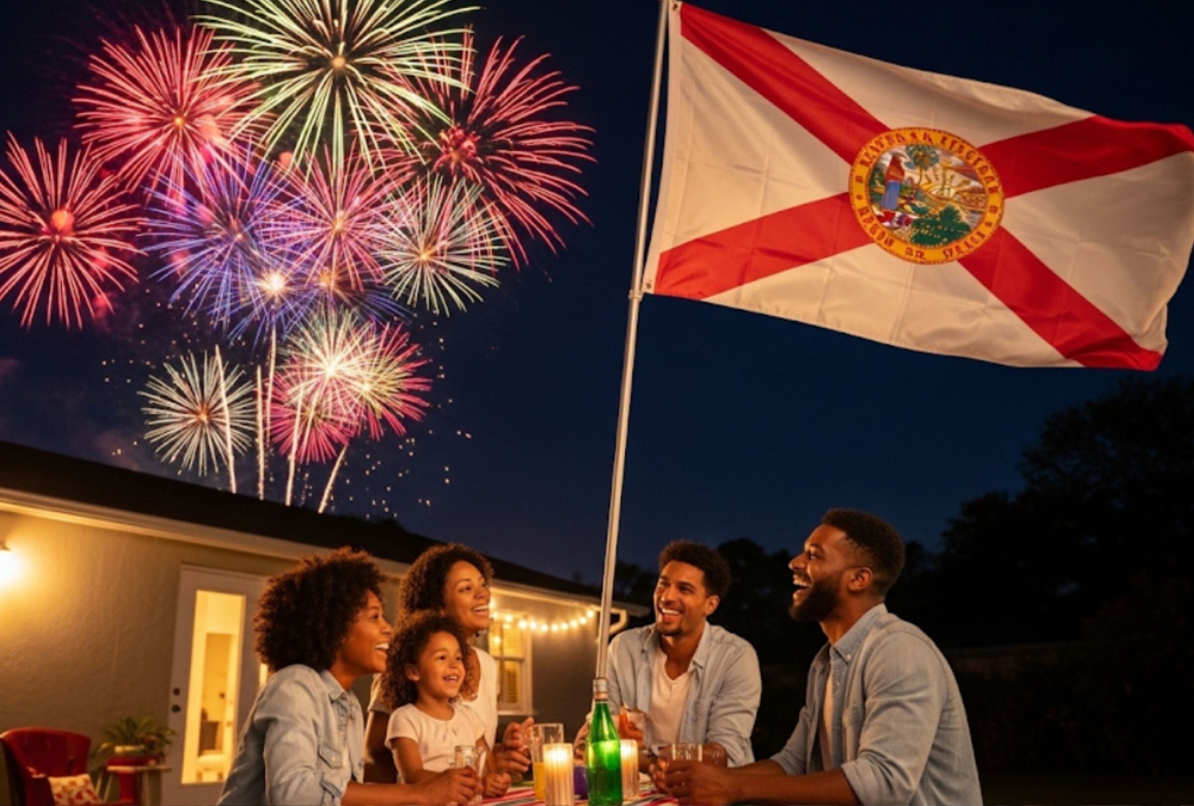 Florida cuenta con muchos lugares para ver los fuegos artificiales este viernes 4 de julio en Estados Unidos. (Foto: AI / Canva-Mag)