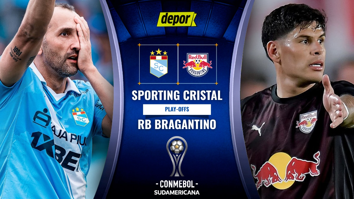Sporting Cristal vs. RB Bragantino se enfrentan por los play-offs de la Copa Sudamericana 2026 vía DIRECTV, DSports, DGO, ESPN y Disney Plus. (Diseño: Depor)