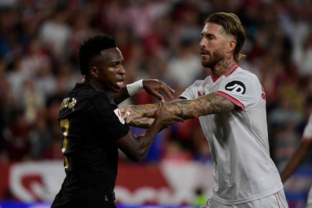 Vinicius Junior y Sergio Ramos fueron protagonistas del Real Madrid vs. Sevilla. (Photo by CRISTINA QUICLER / AFP)