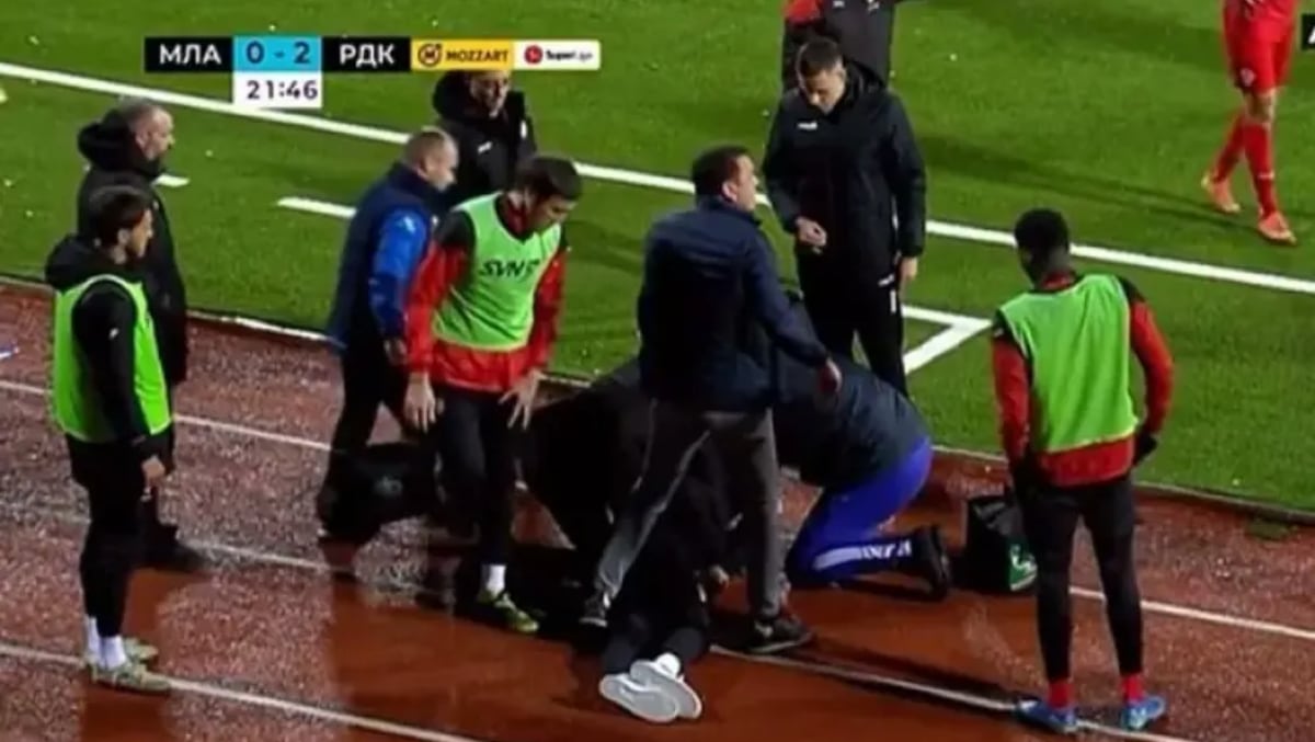 Mladen Zivovic se desplomó en el banco de suplentes en pleno partido de la Liga de Serbia. (Foto: Captura TV)