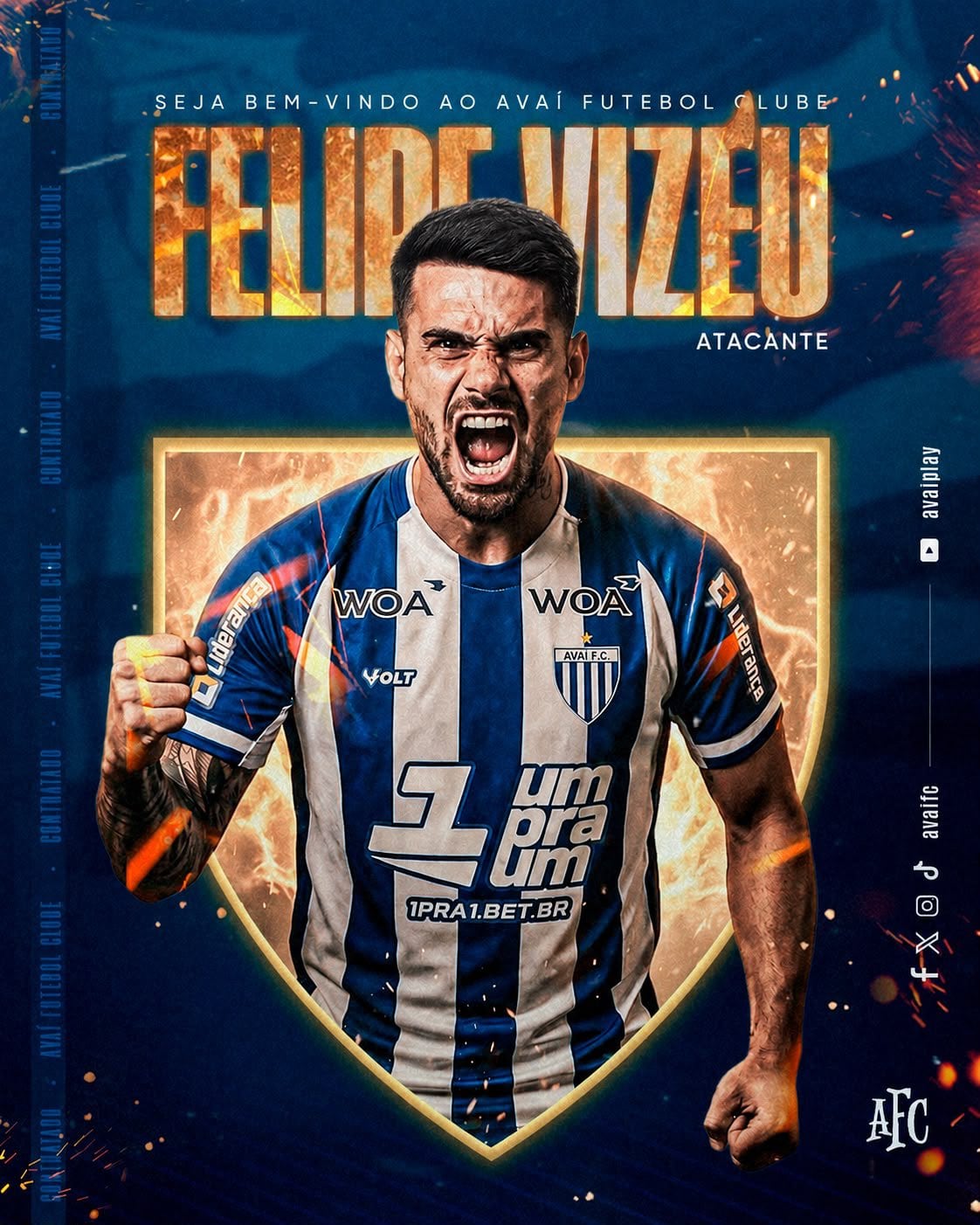 Así fue presentado Felipe Vizeu en su nuevo club. (Foto: @AvaiFC)