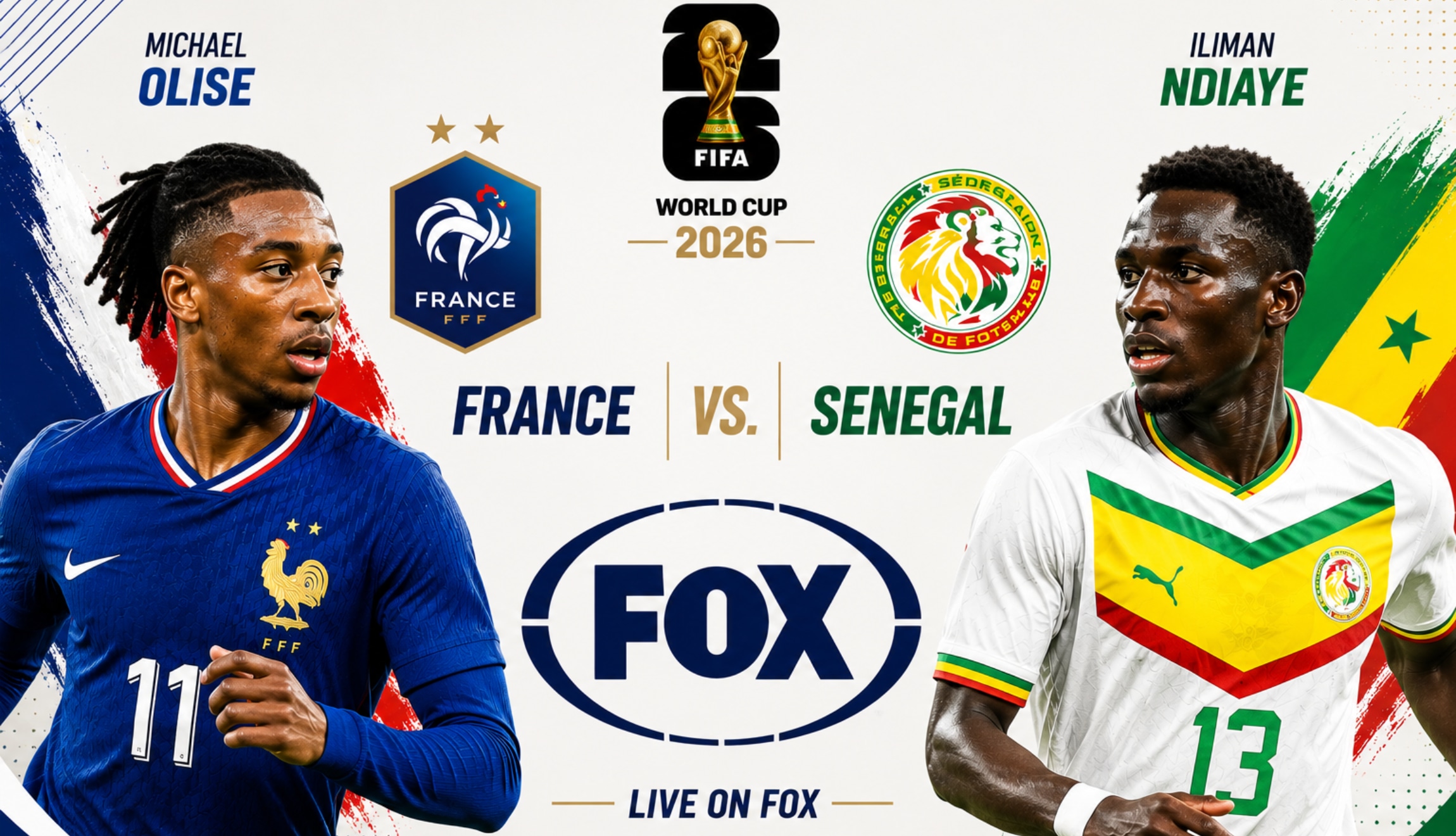 Señal de FOX desde Estados Unidos para ver la transmisión de Francia vs. Senegal en directo, este martes 16 de junio, desde el MetLife Stadium de New Jersey por el Mundial de Fútbol 2026. (Foto: Imagen creada por Depor utilizando la IA de Chat GPT)