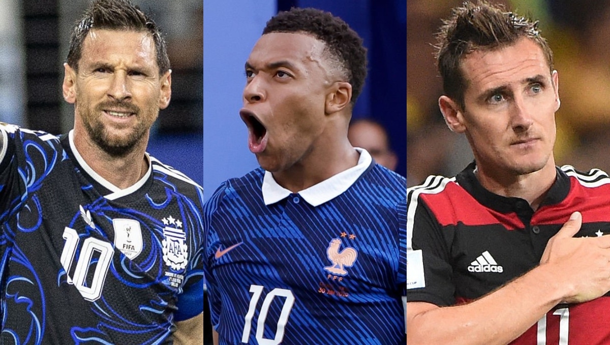 Lionel Messi, Kylian Mbappé y Miroslav Klose completan el podio de máximos goleadores de los Mundiales. (Foto: Getty Images)