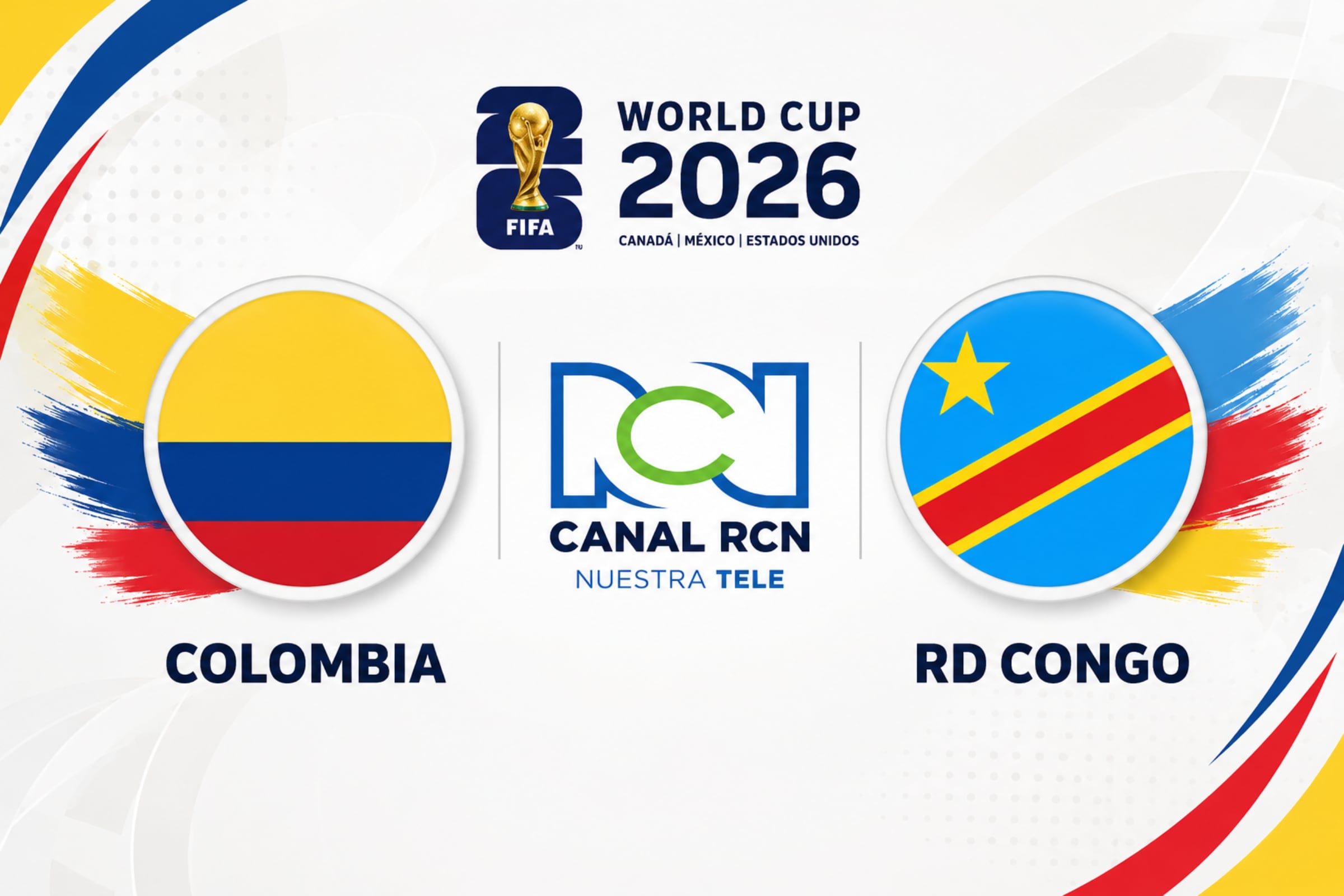 Señal del Canal RCN EN VIVO para ver la transmisión de Colombia vs. RD Congo EN DIRECTO, este martes 23 de junio, por la Jornada 2 del Grupo K del Mundial 2026. (Foto: Imagen creada por El Comercio MAG utilizando la IA de Chat GPT)