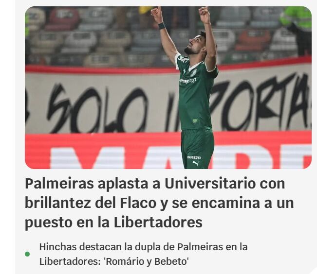 Reacción de prensa brasileña por triunfo de Palmeiras ante Universitario. (Captura: Lance)