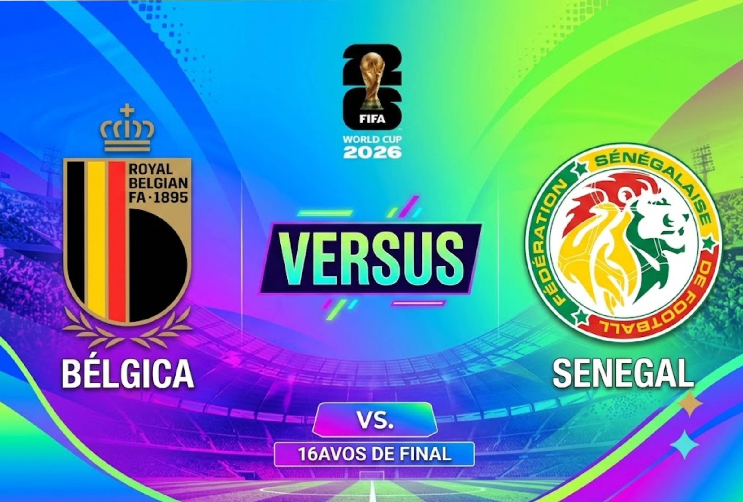 SEATTLE, WASHINGTON (ESTADOS UNIDOS), 1/07/2026.- Canales de TV para ver Bélgica vs. Senegal por los 16avos de final del Mundial 2026. El compromiso se realizará en Lumen Field, Seattle, Estados Unidos. Imagen creada por Gemini.