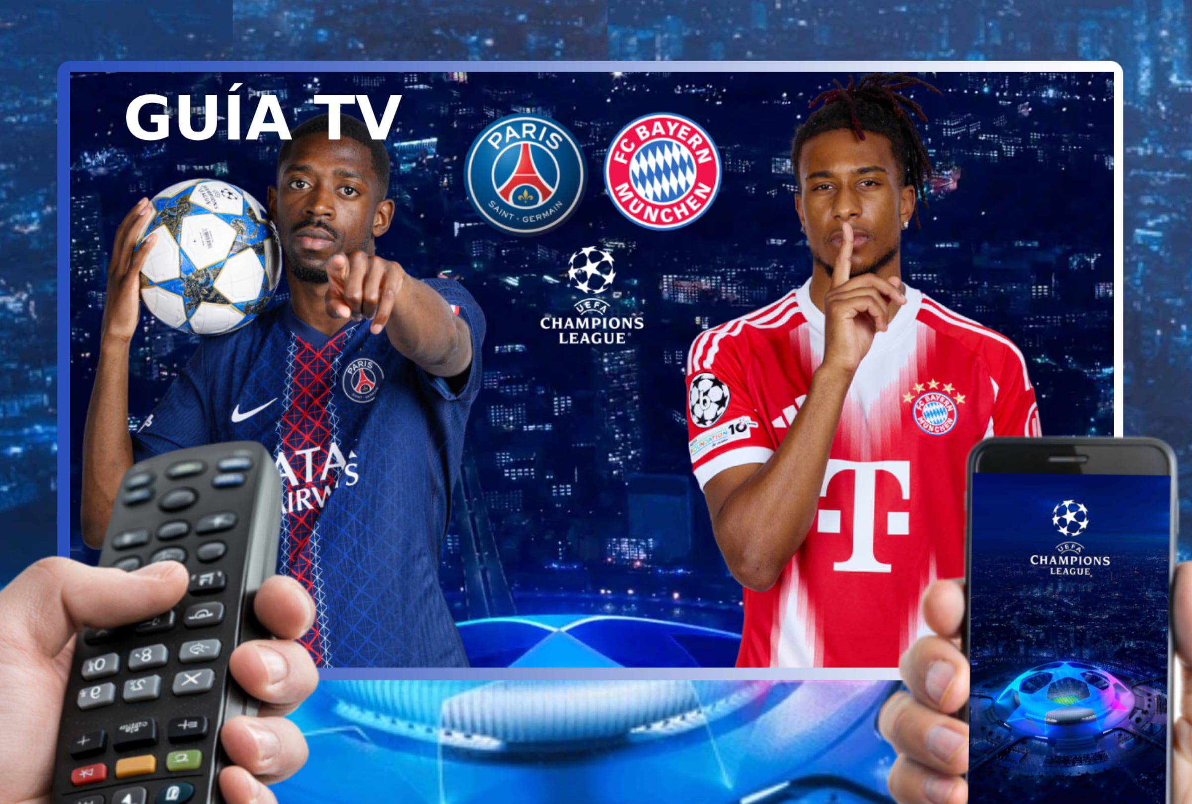 PARÍS (FRANCIA), 28/04/2026.- Lista de canales de televisión y servicios streaming para ver el partido entre París Saint-Germain (PSG) y Bayern Múnich este martes 28 de abril por la ida de las semifinales de la UEFA Champions League 2025-26 desde el estadio Parque de los Príncipes de París, Francia. FOTO DE NOÉ YACTAYO PARA MAG DE EL COMERCIO