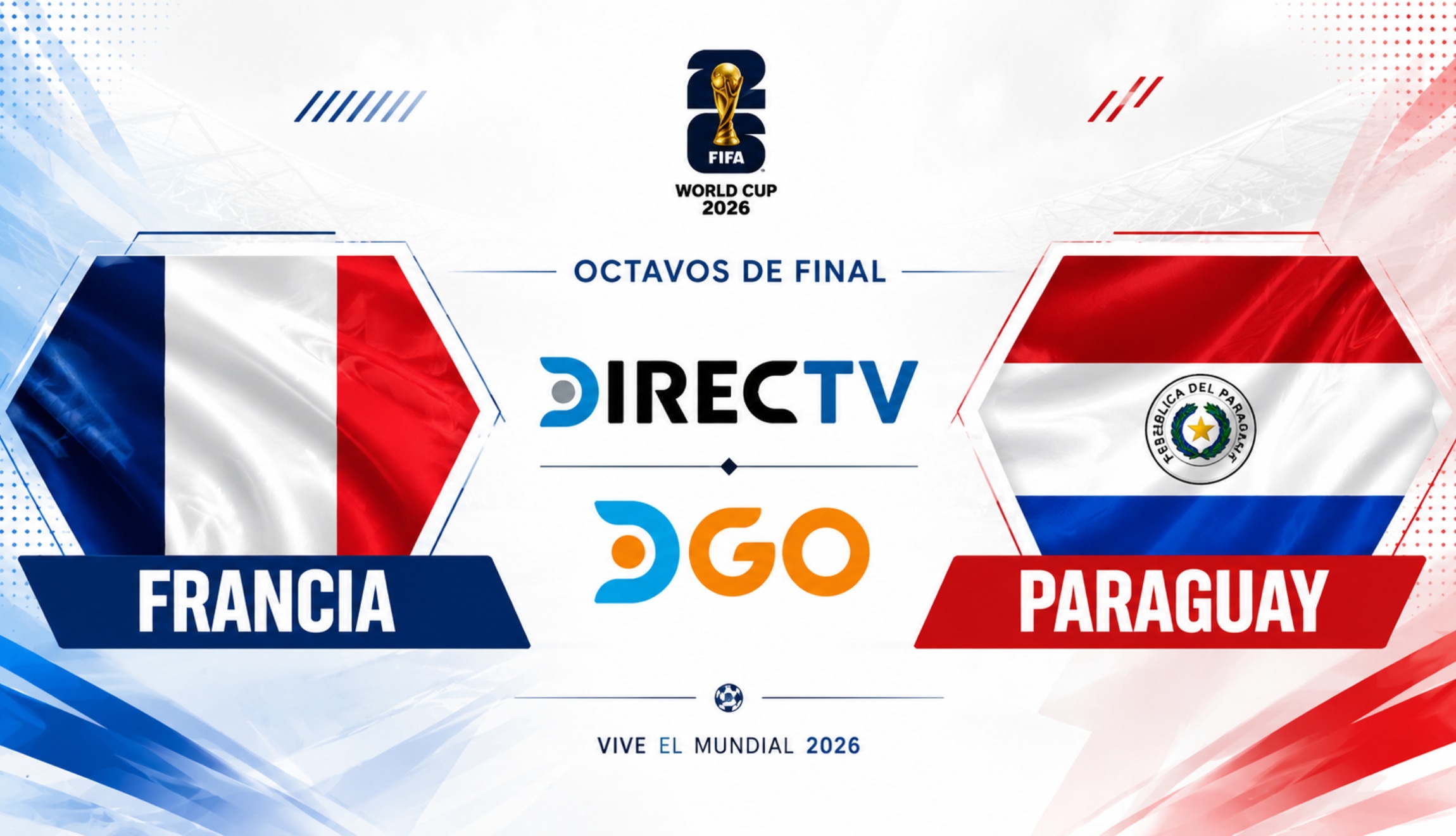 Señal de DIRECTV en vivo y en directo para ver Francia vs. Paraguay vía DSports y DGo, este sábado 04 de julio, por octavos de final del Mundial de Fútbol 2026. (Foto: Imagen creada por Depor utilizando la IA de Chat GPT)
