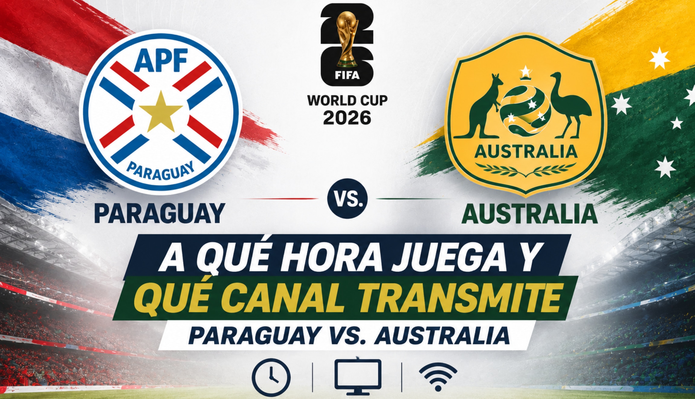 Consulta la hora y los canales para ver Paraguay vs. Australia EN VIVO, este jueves 25 de junio, por la Jornada 3 del Grupo D del Mundial de Fútbol 2026 desde el Levi's Stadium. (Foto: Imagen creada por Depor utilizando la IA de Chat GPT)