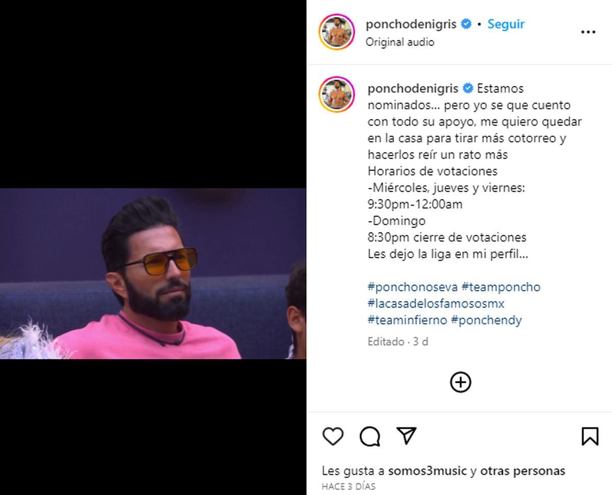 Poncho de Nigris pidió el apoyo de la gente tras su nominación en "La casa de los famosos México" (Foto: TelevisaUnivision)