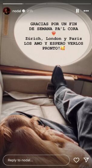 Chichí acompaña a Nadal en su tour en Europa (Foto: Christian Nodal / Instagram)