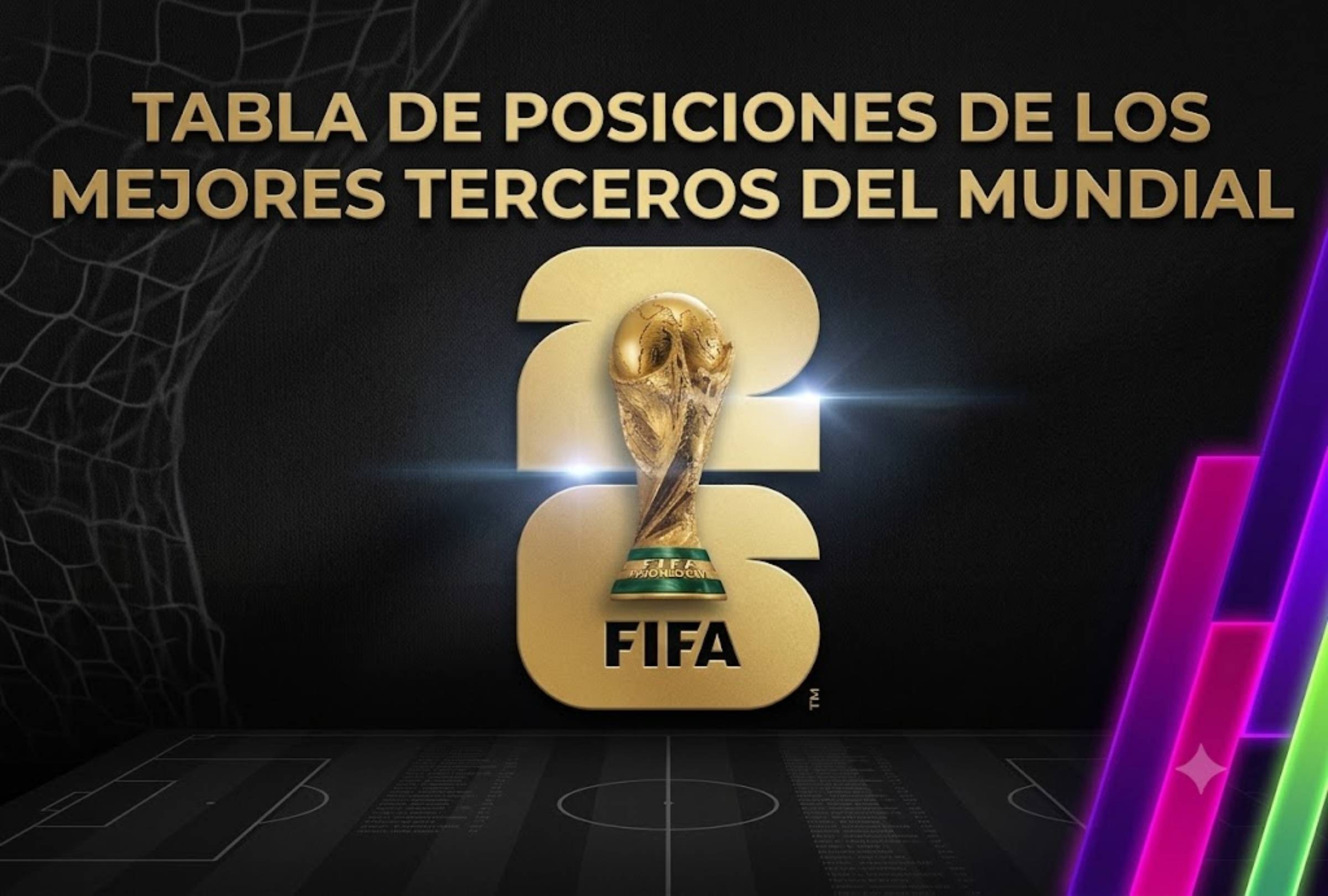 Tabla de posiciones de los mejores terceros del Mundial 2026. Revisa los ocho equipos que estarán en los 16avos de final de la Copa del Mundo. FOTO creada por Gemini.
