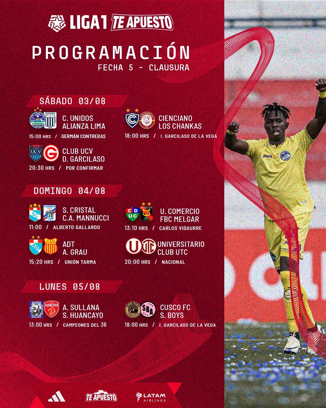Programación de fecha 5 del Torneo Clausura en Liga 1. (Foto: Liga 1)
