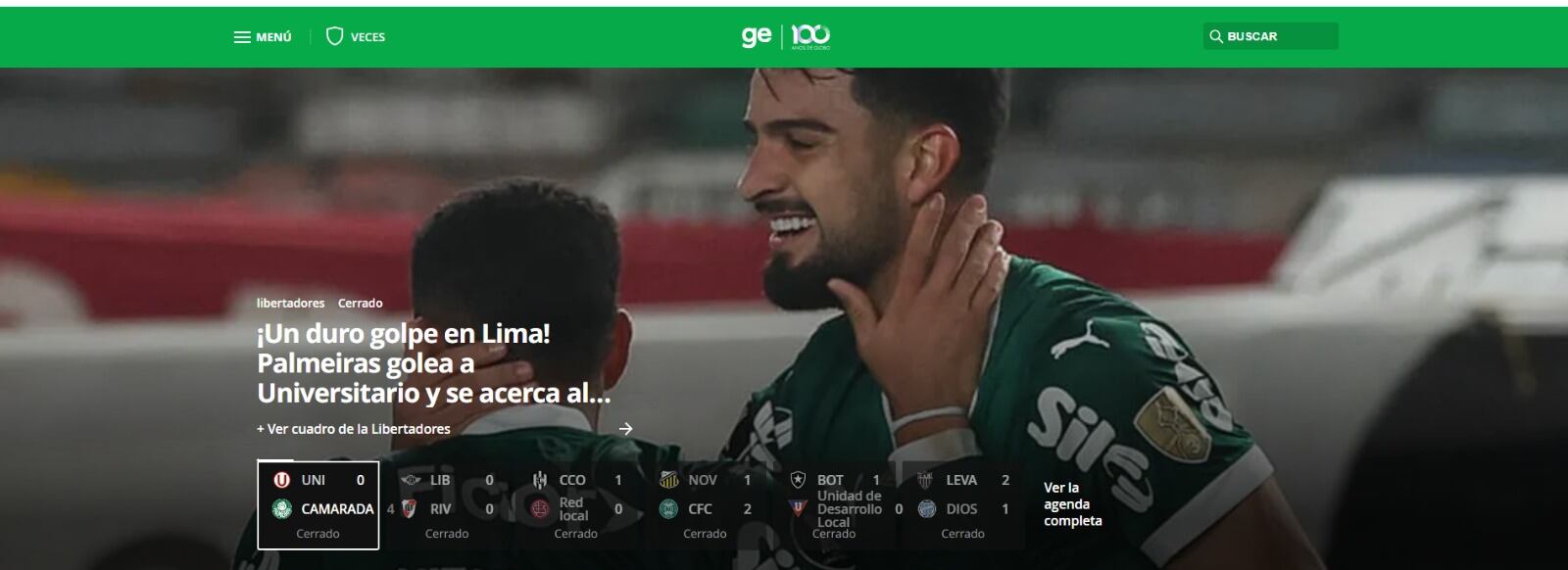 Reacción de prensa brasileña por triunfo de Palmeiras ante Universitario. (Captura: Globo Esporte)