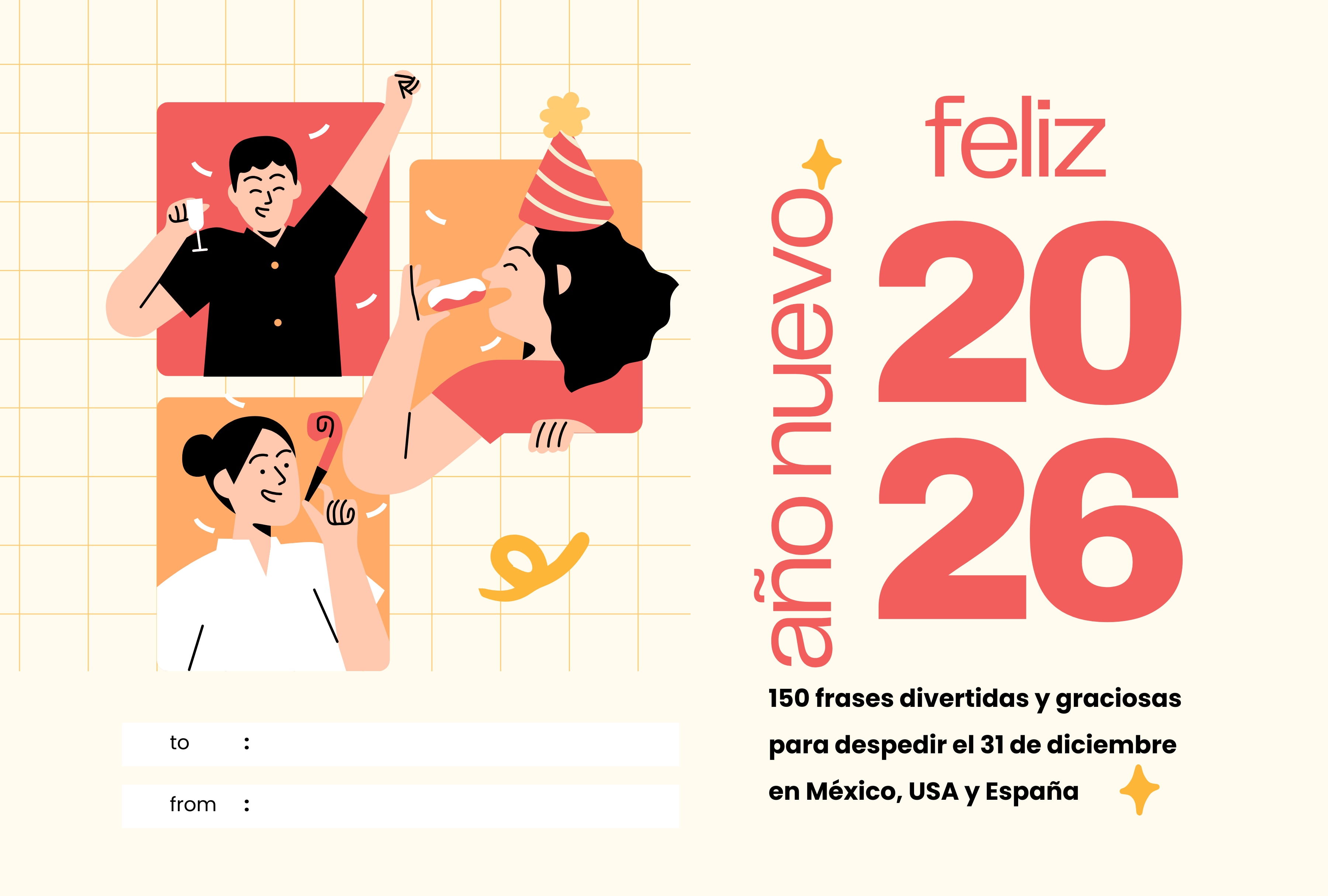 ¡Despide el 2025 con una carcajada! Mira estas frases graciosas de Año Nuevo 2026 para compartir en tus grupos de WhatsApp. El humor es la mejor forma de empezar el ciclo en México, USA y España. | Crédito: canva.com / Composición Depor