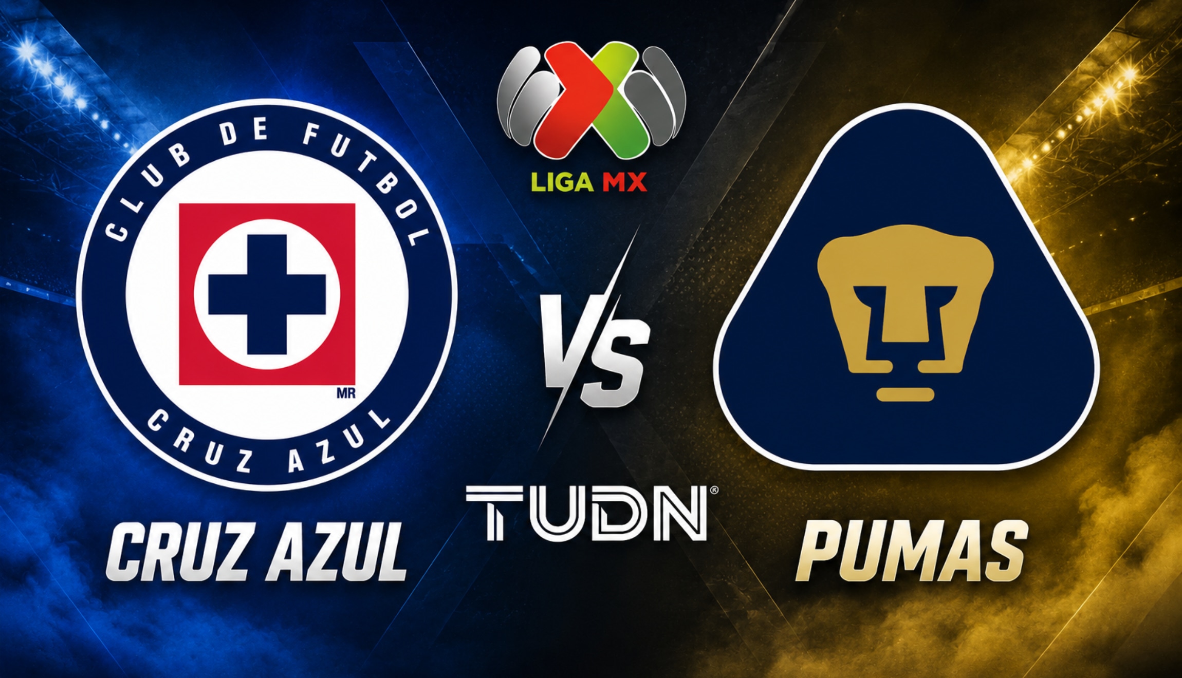 Mira la señal de Canal 5 y TUDN para ver el juego de Cruz Azul vs. Pumas UNAM en vivo y en directo, por la final ida de la Liga MX 2026. (Foto: Imagen creada por Depor utilizando la IA de Chat GPT)