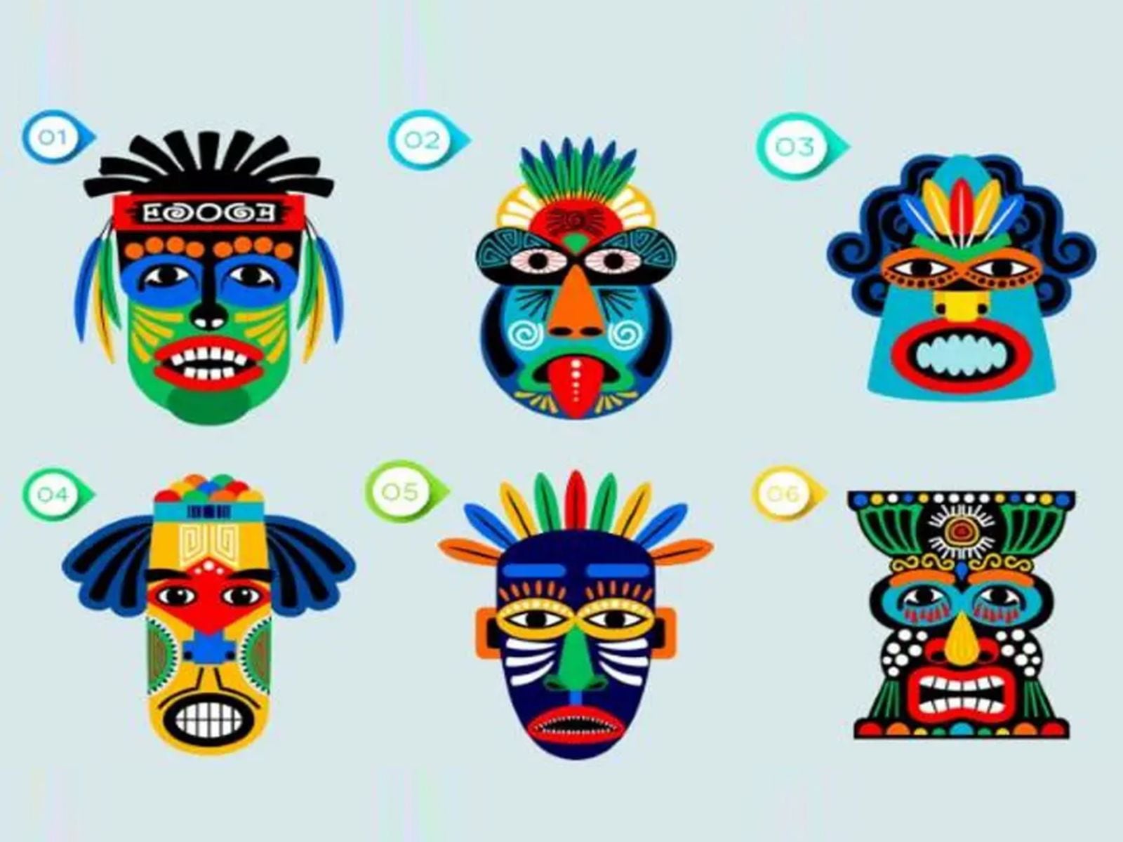 TEST VISUAL | Esta imagen te muestra seis máscaras y tú debes quedarte con una. (Foto: namastest.net)