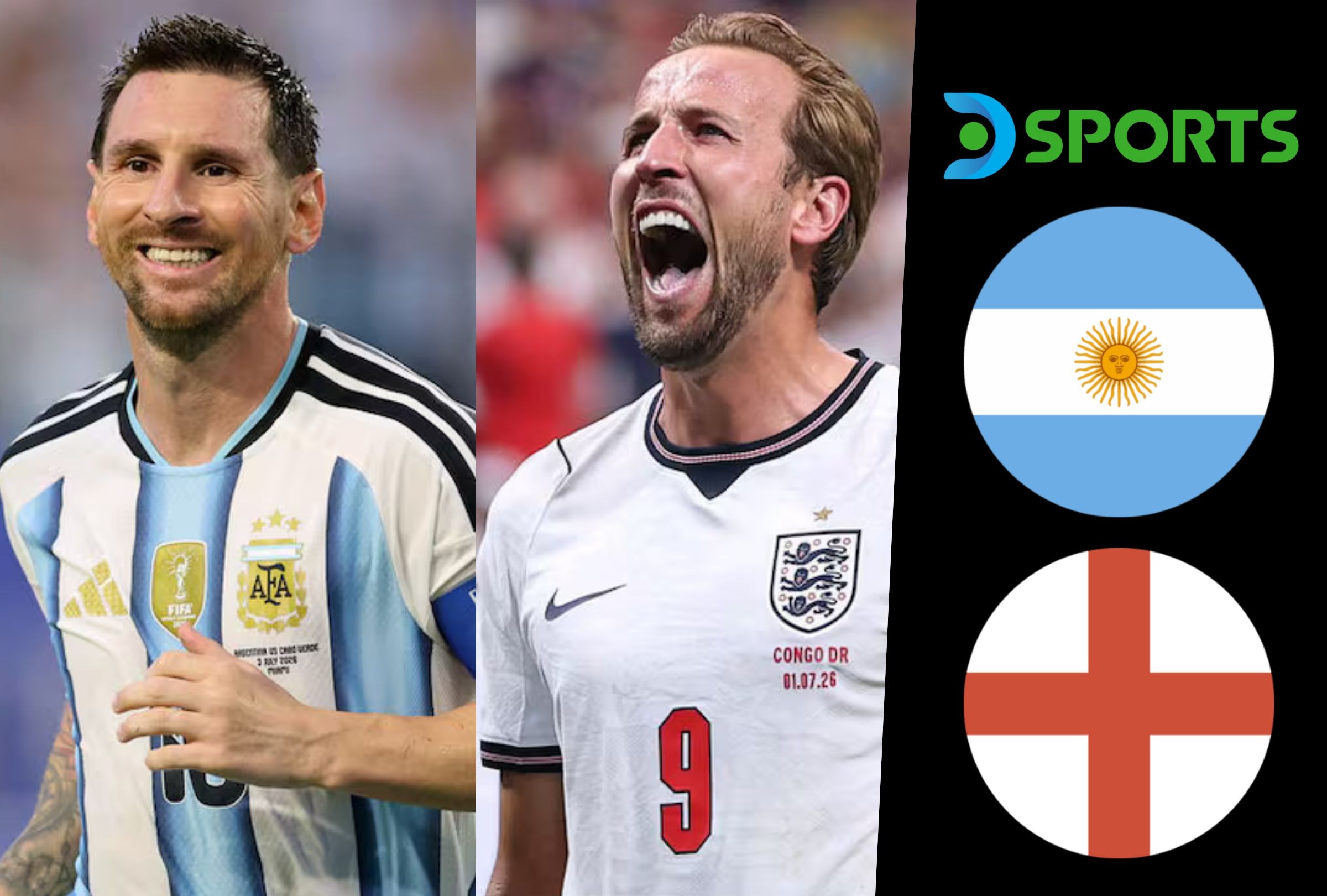 Sigue la señal de DirecTV (DGO) para ver el partido entre Argentina vs. Inglaterra EN VIVO y EN DIRECTO ONLINE este miércoles 15 de julio por la semifinal de la Copa Mundial 2026. (Foto: Composición Depor)