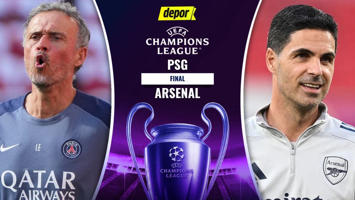 PSG vs. Arsenal se enfrentan por la final de la Champions League, partido que se transmitirá por ESPN, Disney Plus, TNT Sports, HBO MAX y Movistar Liga de Campeones. (Diseño: Depor)
