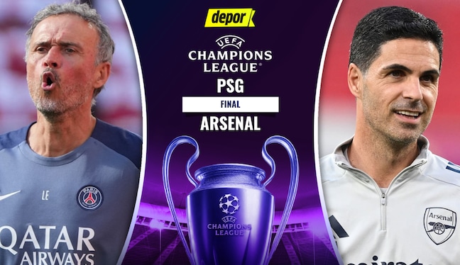 PSG vs. Arsenal se enfrentan por la final de la Champions League, partido que se transmitirá por ESPN, Disney Plus, TNT Sports, HBO MAX y Movistar Liga de Campeones. (Diseño: Depor)