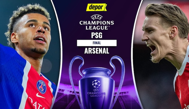 PSG vs. Arsenal se enfrentan por la final de la Champions League, partido que se transmitirá por ESPN, Disney Plus, TNT Sports, HBO MAX y Movistar Liga de Campeones. (Diseño: Depor)