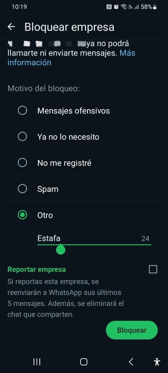 Motivo del bloqueo sería otros y agrega "Estafa". (Foto: GEC)