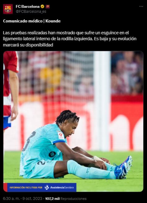 El comunicado de FC Barcelona en redes sociales. (Captura: X)