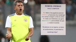 Universitario: la carta con que José Luis Carranza motivó a sus jugadores