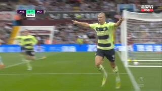 Falló el ‘Dibu’: gol de Erling Haaland para el 1-0 de City ante Aston Villa [VIDEO]
