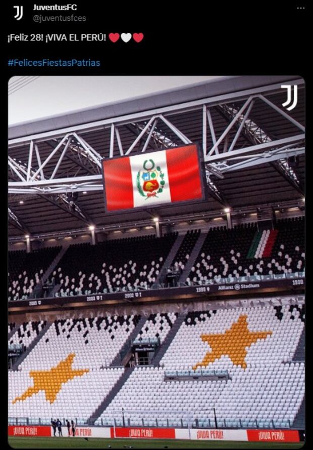 Juventus saludó a Perú por 203 años de Independencia. (Captura: X)