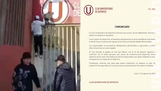 Universitario se pronunció sobre los actos vandálicos en el Estadio Monumental