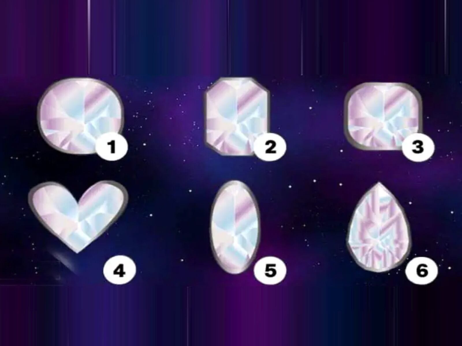 TEST VISUAL | Esta imagen te muestra seis diamantes distintos. Escoge uno. (Foto: namastest.net)