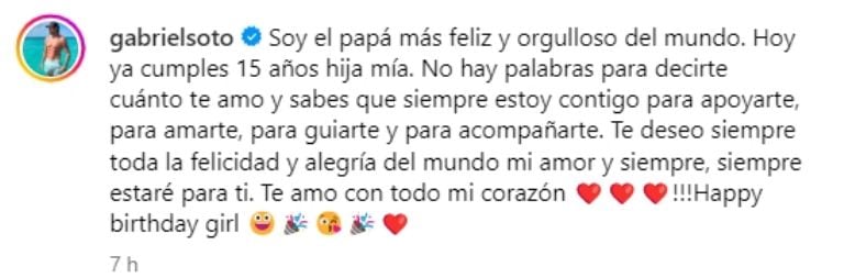 Así fue el mensaje del actor mexicano hacia su hija Elissa (Foto: Gabriel Soto / Instagram)